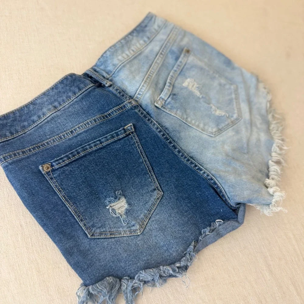 INC‎ International Concepts Two Tone Distressed Denim Shorts Blue Women 8/29
